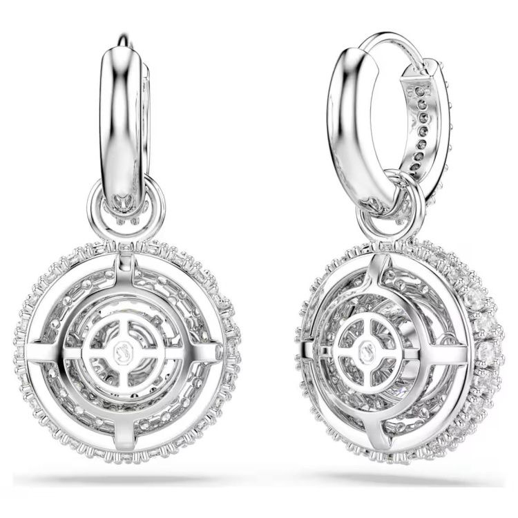 Sublima drop earrings Round cut, White, Rhodium plated
